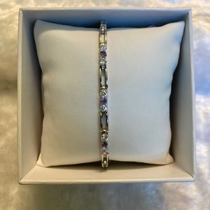 ☘️Sterling Silver 925 Amethyst & White CZ Tennis Bracelet